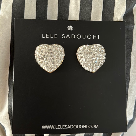 Lele Sadoughi Jewelwed Heart Button Earrings (crystal)
